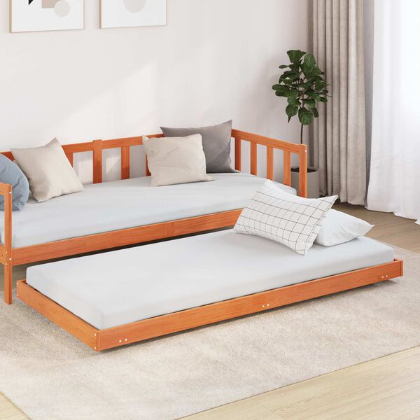 vidaXL Cadre de lit Cire marron 90 x 190 cm Bois de pin massif