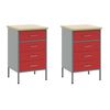 vidaXL Placard de travail 5 pcs Rouge Bois d'ing&eacute;nierie et acier
