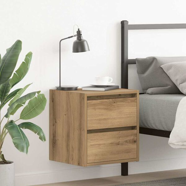 vidaXL Table de chevet murale ch&ecirc;ne artisanal 38x34x40 cm