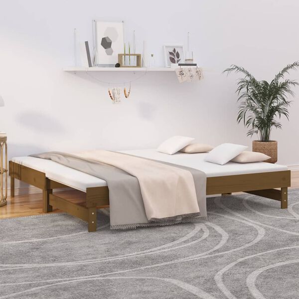 vidaXL Lit coulissant sans matelas marron miel 2x(75x190) cm