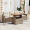 vidaXL Salon de jardin avec coussins 5 pcs beige r&eacute;sine tress&eacute;e