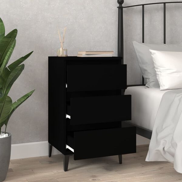 vidaXL Table de chevet noir 40x35x70 cm bois d&rsquo;ing&eacute;nierie