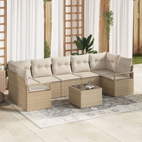 vidaXL Ensemble de Canap&eacute;s 8 pcs Beige et cr&egrave;me polyrotin