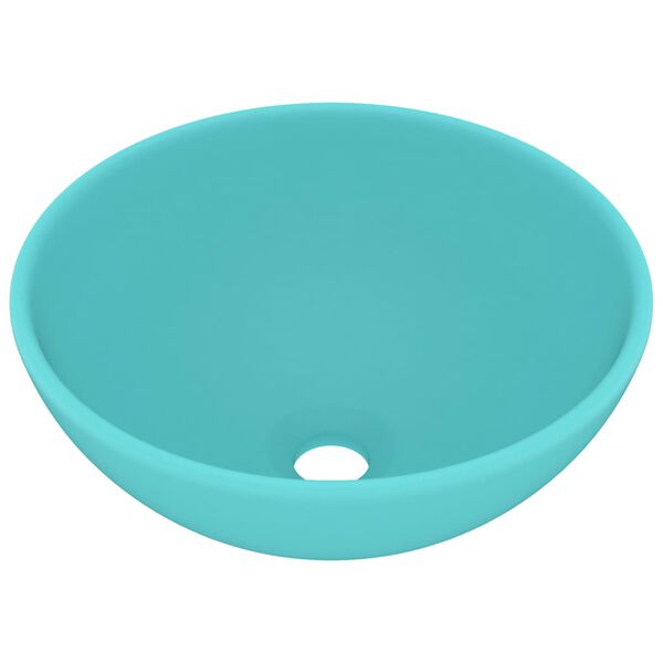 vidaXL Lavabo rond de salle de bain Vert clair mat 32,5x14cm Céramique