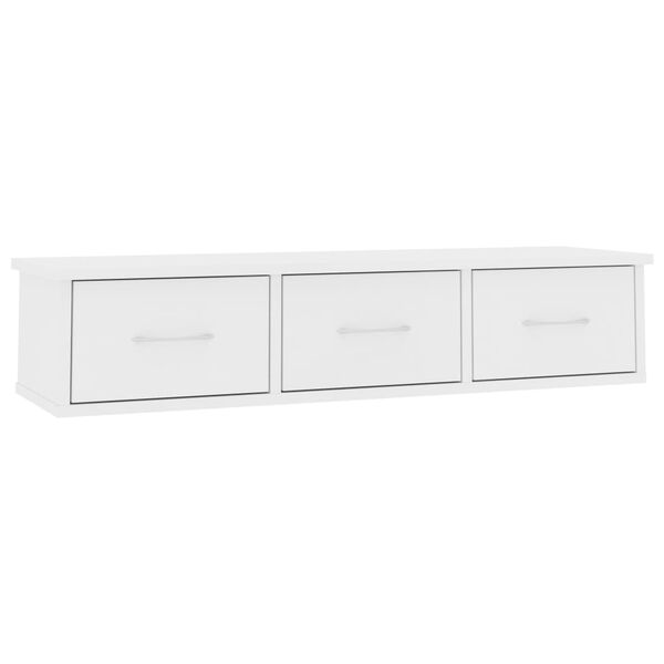 vidaXL &Eacute;tag&egrave;re murale avec tiroirs Blanc 88x26x18,5 cm bois ing&eacute;nierie