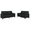 vidaXL Ensemble de canap&eacute;s 2 pcs avec coussins Noir Similicuir