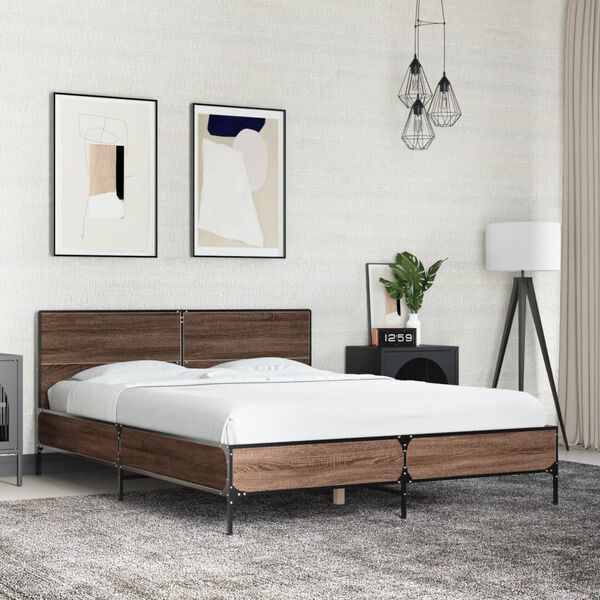 vidaXL Cadre de lit sans matelas ch&ecirc;ne marron 120x200 cm