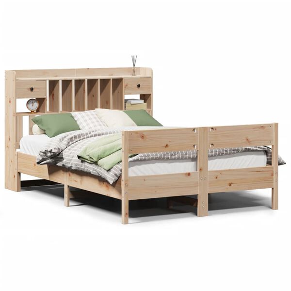 vidaXL Lit biblioth&egrave;que sans matelas 140x200 cm bois massif de pin