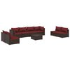vidaXL Salon de jardin 9 pcs avec coussins r&eacute;sine tress&eacute;e marron
