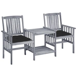 vidaXL Chaises de jardin avec table &agrave; th&eacute; et coussins Acacia solide