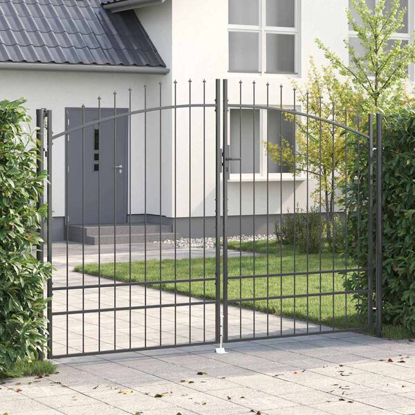 vidaXL Porte Double avec verrouillage Gris 400 x 199.5 cm Acier