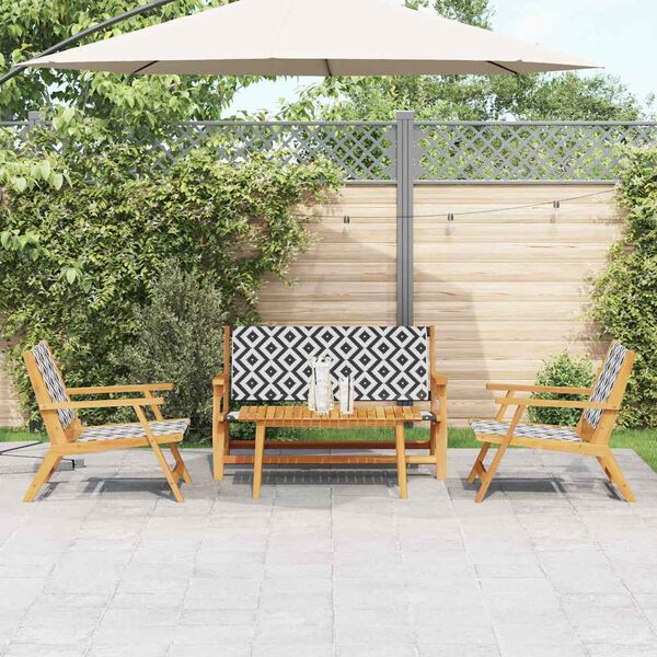 vidaXL Chaises de jardin avec table 4 pcs Noir 90 x 45 x 40 cm