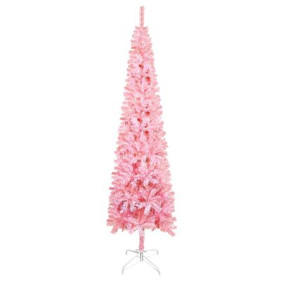 vidaXL Arbre de Noël mince pré-éclairé et boules rose 150 cm