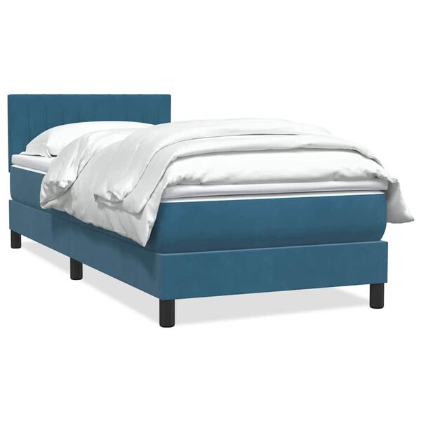 vidaXL Sommier &agrave; lattes de lit et matelas bleu fonc&eacute; 100x220cm velours