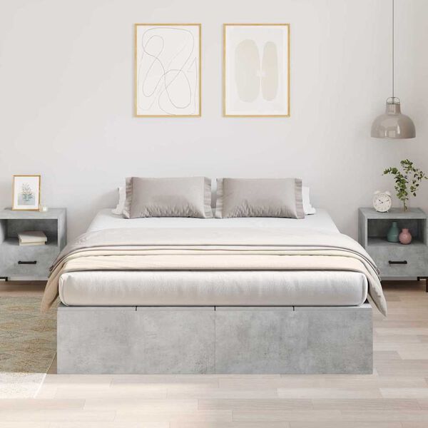 vidaXL Cadre de lit avec rangement Gris b&eacute;ton 150 x 200 cm