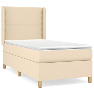 vidaXL Sommier à lattes de lit avec matelas Crème 100x200 cm Tissu