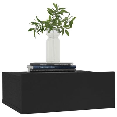 vidaXL Table de chevet flottante noir 40x30x15 cm Bois d'ingénierie