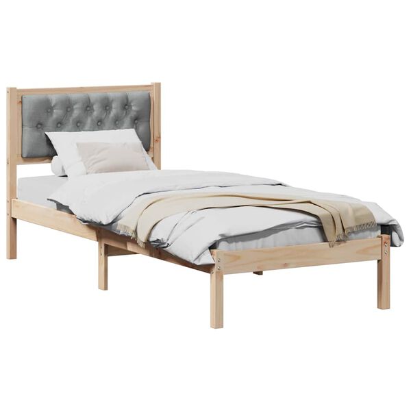 vidaXL Cadre de lit avec t&ecirc;te de lit Gris clair 90 x 200 cm Pin massif