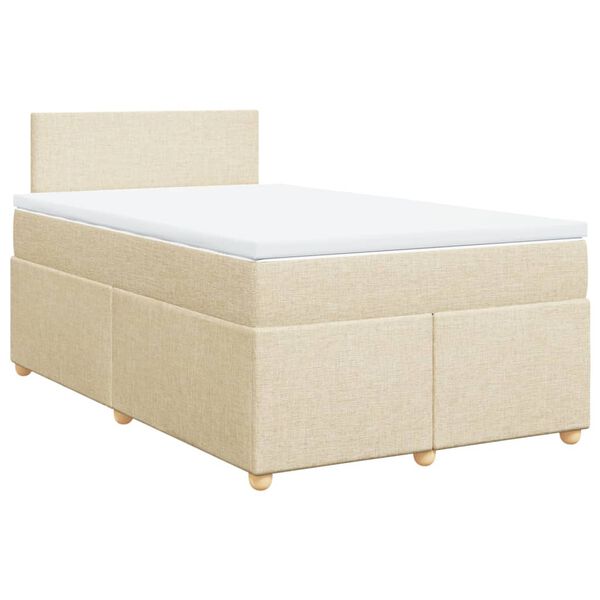 vidaXL Sommier &agrave; lattes de lit avec matelas Cr&egrave;me 120x200 cm Tissu
