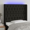 vidaXL T&ecirc;te de lit &agrave; LED Noir 93x16x118/128 cm Tissu