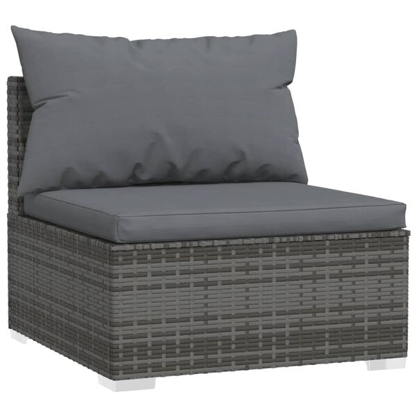 vidaXL Salon de jardin 4 pcs avec coussins Gris Résine tressée
