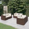 vidaXL Salon de jardin 6 pcs avec coussins R&eacute;sine tress&eacute;e Marron