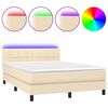 vidaXL Sommier &agrave; lattes de lit avec matelas LED Cr&egrave;me 140x190 cm Tissu