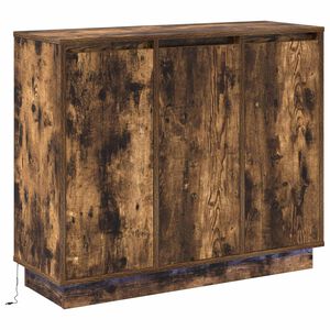 vidaXL Buffet LED Ch&ecirc;ne fum&eacute; 90 x 32 x 75 cm Bois d'ing&eacute;nierie