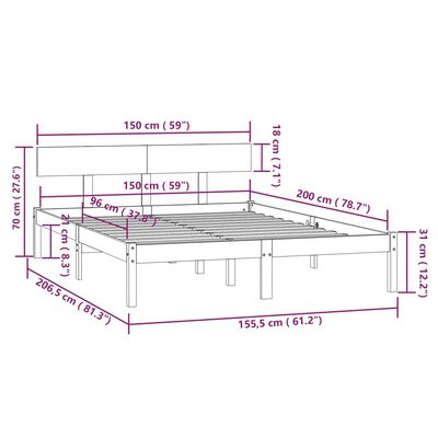 vidaXL Cadre de lit sans matelas noir bois de pin massif