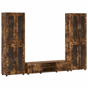 vidaXL Ensemble meuble TV FLORIN 3 pc Ch&ecirc;ne fum&eacute; Bois d'ing&eacute;nierie