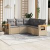 vidaXL Salon de jardin avec coussins 5 pcs beige r&eacute;sine tress&eacute;e