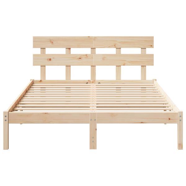 vidaXL Cadre de lit Marron 150 x 200 cm Bois de pin massif