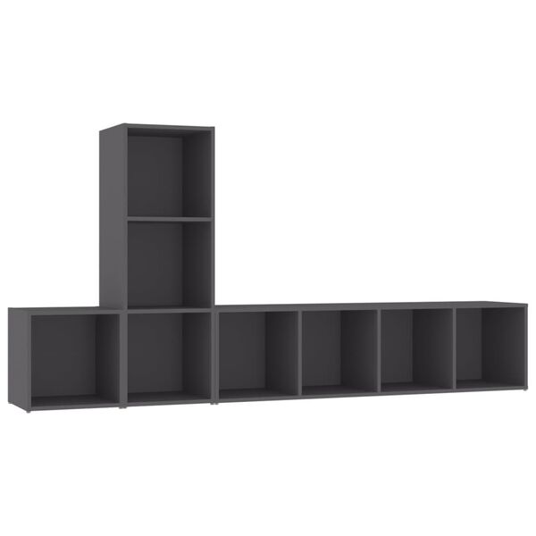 vidaXL Ensemble de meubles TV 3 pcs Gris Bois d'ing&eacute;nierie