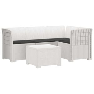 vidaXL Canap&eacute; de jardin 4 places avec coussins style rotin PP Blanc
