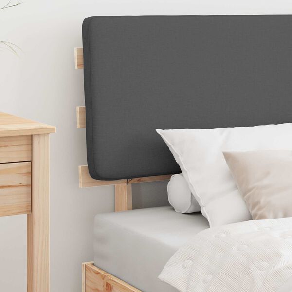 vidaXL Cadre de lit avec t&ecirc;te de lit rembourr&eacute;e Gris fonc&eacute; 75 x 190 cm