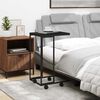 vidaXL Table d'appoint avec roues Noir 40x30x63,5 cm Bois d'ing&eacute;nierie
