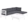 vidaXL Salon de jardin 5 pcs avec coussins blanc bois de pin