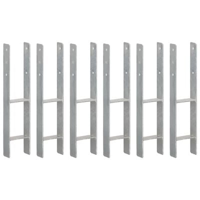 vidaXL Piquets de clôture 6 pcs Argenté 12x6x60 cm Acier galvanisé