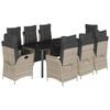 vidaXL Ensemble &agrave; manger de jardin et coussins 9 pcs gris clair rotin