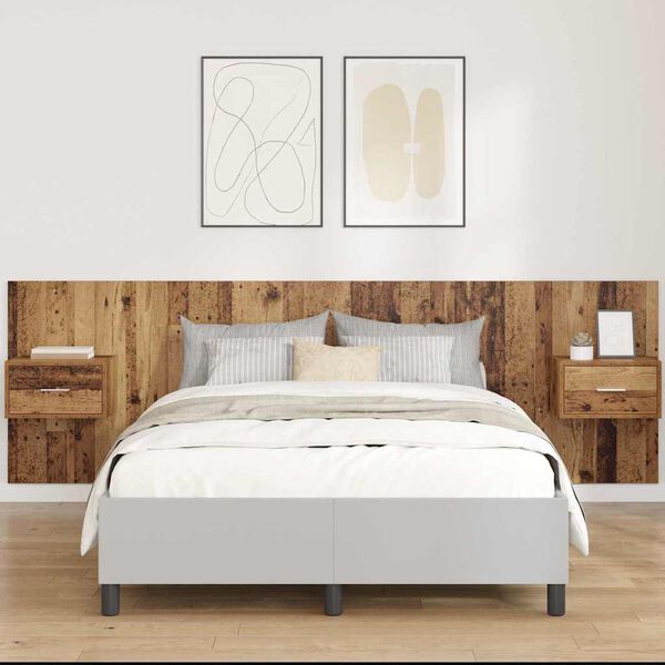 vidaXL T&ecirc;te de lit avec armoire 3 pcs Bois Ancien Bois d'ing&eacute;nierie