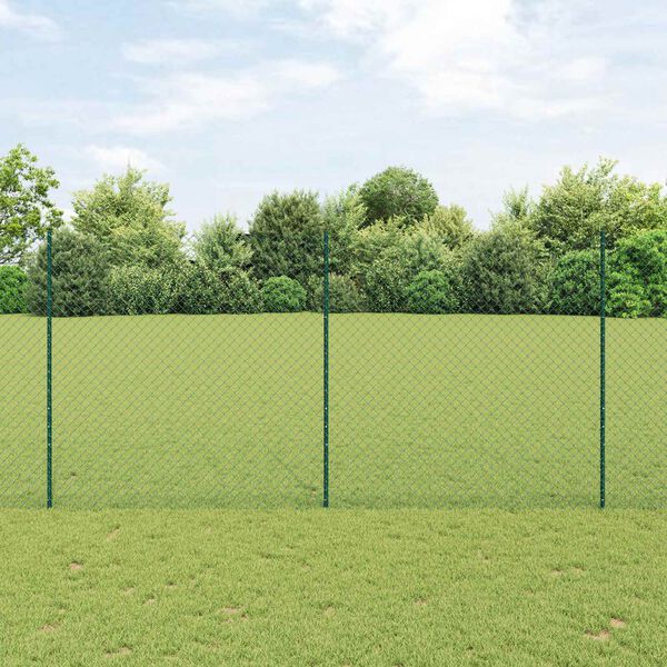 vidaXL Cl&ocirc;ture avec poteau Vert 1,5 x 10 m Acier et PVC