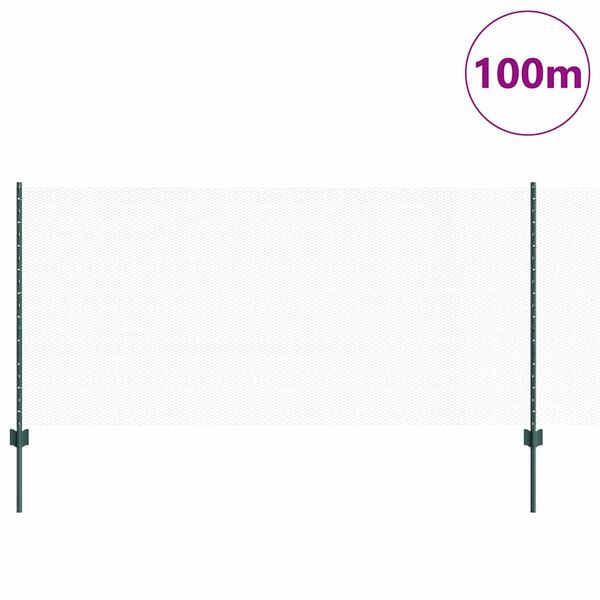 vidaXL Cl&ocirc;ture avec poteau Vert 1 x 100 m Acier et PVC