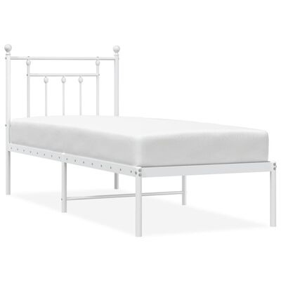 vidaXL Cadre de lit métal sans matelas avec tête de lit blanc 75x190cm