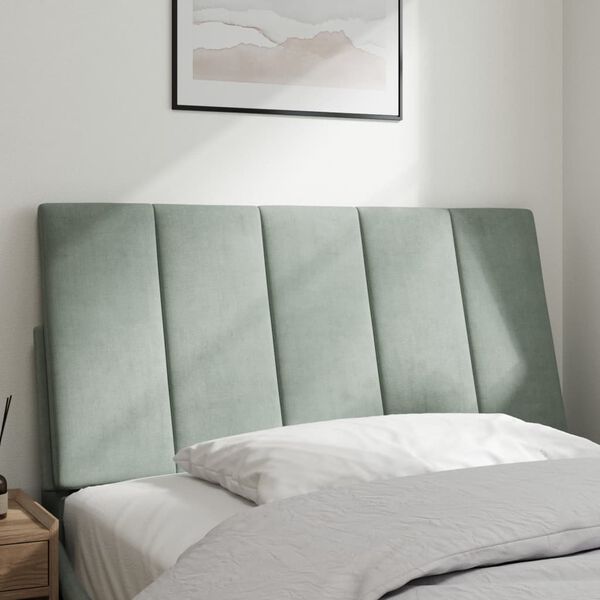 vidaXL Coussin de t&ecirc;te de lit Hanko gris clair 100 cm velours