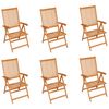 vidaXL Chaises de jardin lot de 6 avec coussins cr&egrave;me Bois teck massif