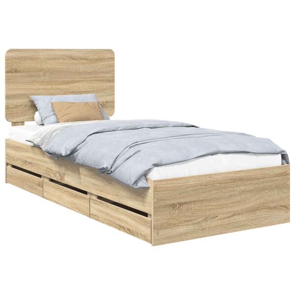 vidaXL Cadre de lit Ch&ecirc;ne Sonoma 90 x 200 cm Bois Ing&eacute;nierie