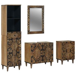 vidaXL Ensemble de mobilier de salle de bain avec tiroir 4 pcs Marron