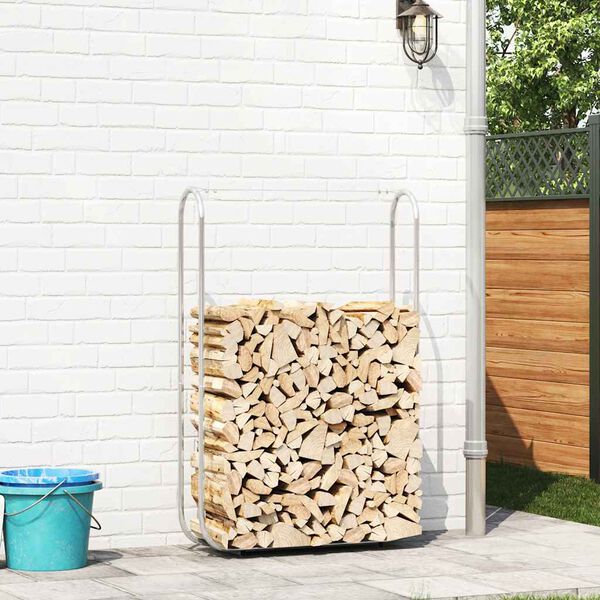 vidaXL Portant de bois de chauffage 100x25x150 cm acier galvanis&eacute;