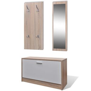 vidaXL Armoire &agrave; chaussures 3-en-1 Bois Ch&ecirc;ne et blanc