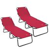vidaXL Chaise longue pliante 2 pc Polyester Rouge